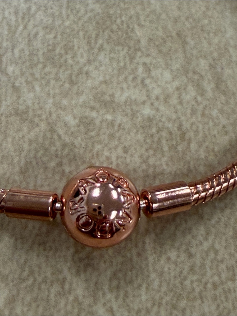 Pandora Rose Gold Snake Chain Bracelet Globe Clasp 7 inches new new new no box - Picture 2 of 5